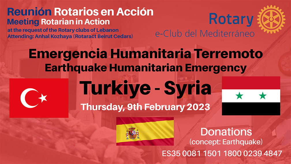 Rotary terremoto Turquía y Siria - Reunión Rotarios en Acción